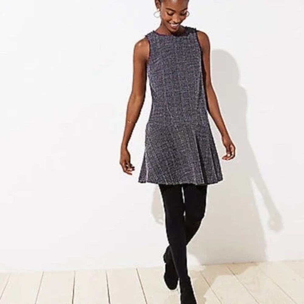 Ann Taylor Loft Tweed Drop Waist Sleeveless Dress Size XS Multicolor - Picture 8 of 8